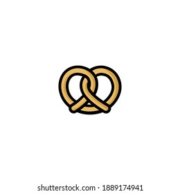 Pretzel icon. Bakery icon. Simple, outline, black, flat, color.