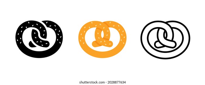 Pretzel icon. Bavarian german bretzel isolated on white background. Oktoberfest symbol. Vector illustration.