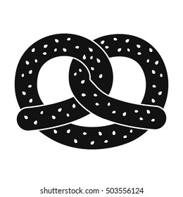 Ícone de pretzel em estilo preto isolado no fundo branco. Oktoberfest símbolo estoque ilustração vetorial.