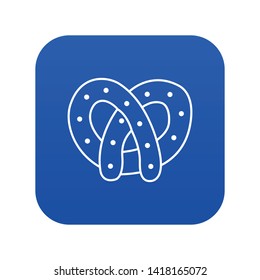 Pretzel icon blue vector isolated on white background