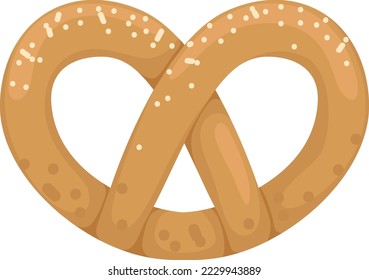 Pretzel icon. Cartoon salty snack. Baked product