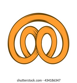Pretzel icon in cartoon style