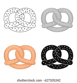 Pretzel icon in cartoon style isolated on white background. Oktoberfest symbol stock vector illustration.