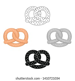 Pretzel icon in cartoon,black style isolated on white background. Oktoberfest symbol stock vector illustration.