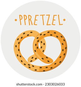 Pretzel icon clipart avatar logo isolated vector illustration with lettering flat cartoon