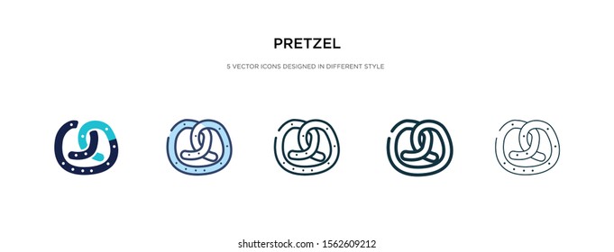 pretzel icon in different style vector illustration. two colored and black pretzel vector icons designed in filled, outline, line and stroke style can be used for web, mobile, ui
