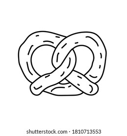 Pretzel Icon. Doodle Hand Drawn or Black Outline Icon Style