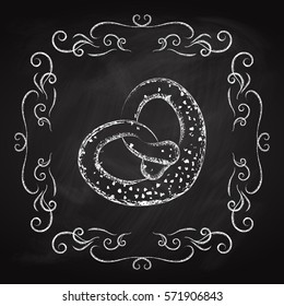 Pretzel icon, drawn in chalk on a blackboard