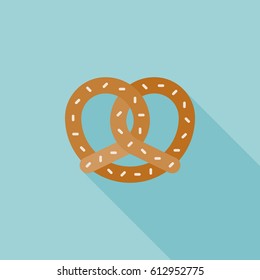 Pretzel icon, flat design vector with long shadow