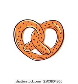 Pretzel icon in flat style. A bakery design product for Oktoberfest. Vector illustration isolated on a white background.