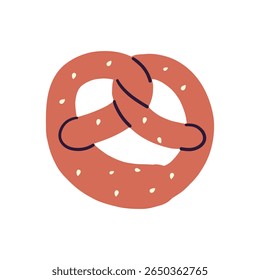 Ícone Pretzel em estilo plano. Um produto de design de padaria para a Oktoberfest. Ilustração vetorial isolada em um fundo branco.