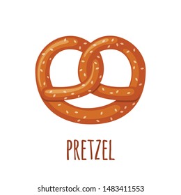 Pretzel icon in flat style isolated on white background. Vector illustration.