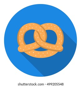 Pretzel icon in flat style isolated on white background. Oktoberfest symbol stock vector illustration.