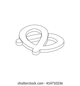 Pretzel icon, isometric 3d style