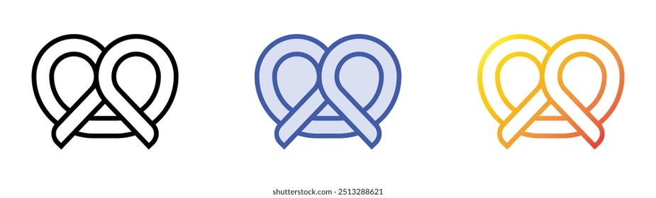 pretzel icon. Linear, Blue Fill and Gradient Style Design Isolated On White Background