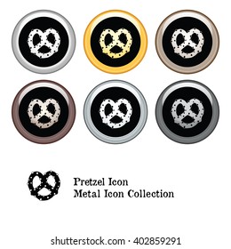 Pretzel Icon Metal Icon Collection in Various Colors