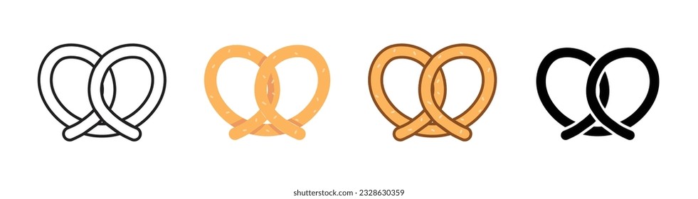 pretzel icon outline style stroke color soft color bread baked icon