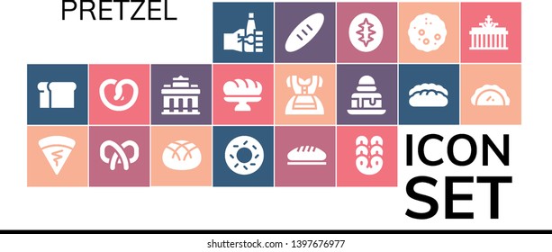 pretzel icon set. 19 filled pretzel icons.  Simple modern icons about  - Oktoberfest, Bread, Crepe, Pretzel, Bagel, Brandenburg gate, Baguette, Dirndl, Brownie, Pastry, Sourdough