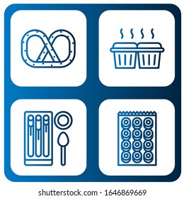 pretzel icon set. Collection of Pretzel, Muffin, Churros, Bagel icons