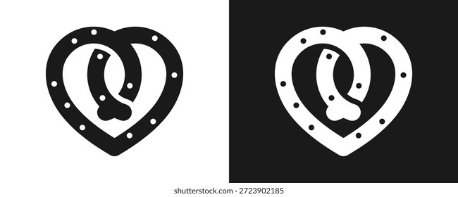 Brezel-Symbol-Set Glyphe auf weißem und schwarzem Hintergrund