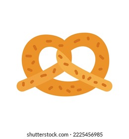 Pretzel icon. Soft pretzel twisted knot bread. Traditional Oktoberfest snack. Vector illustration