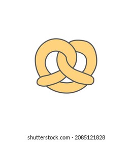 Pretzel icon symbol in color icon, isolated on white background
