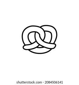 Pretzel icon symbol in flat black line style, isolated on white background