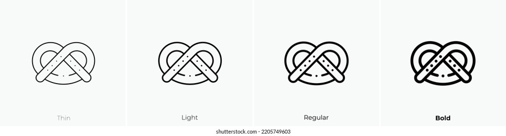 pretzel icon. Thin, Light Regular And Bold style design isolated on white background