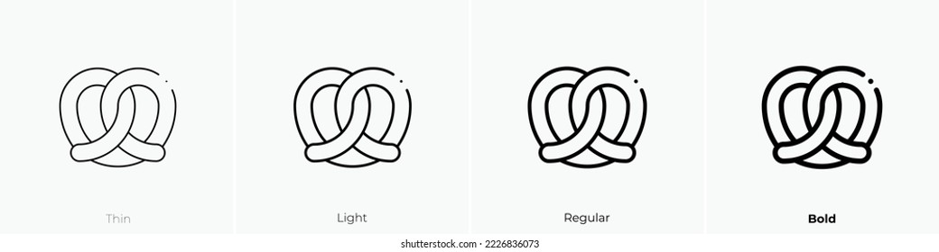 pretzel icon. Thin, Light Regular And Bold style design isolated on white background