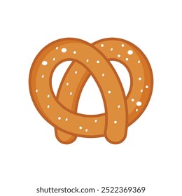 Ilustración de diseño plano de Vector de icono de pretzel aislado fondo blanco