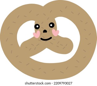 Pretzel icon vector illustration in sketch style.Hand drawn bread isolated on white background. 