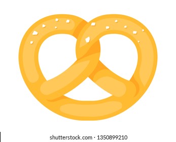 Pretzel Illustration of classic baking. Snack with salt. Vector illustration isolated.