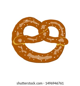 Pretzel illustration in flat design style. Vector