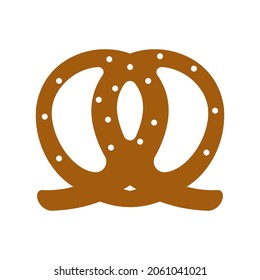 Pretzel illustration flat white on background illustration delicious products bread. Vector for oktoberfest. 