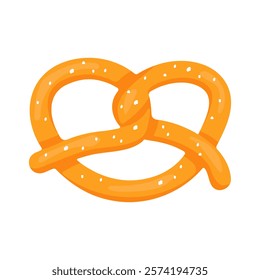 Pretzel illustration with salt sprinkles. Isolated on white background.