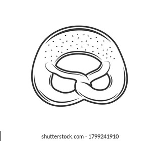 Pretzel isolated on white background. Bakery design elements. Vector illustration