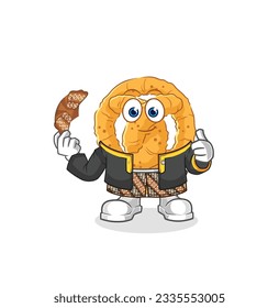 the pretzel Javanese character. cartoon mascot vector
