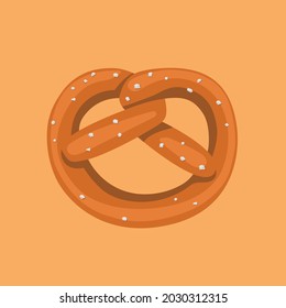 Pretzel. Pretzel with large salt crystals. Vector illustration isolated on white background.