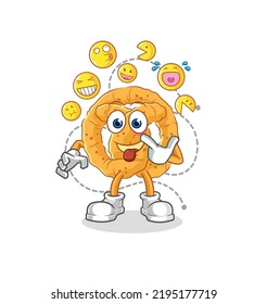 the pretzel laugh and mock character. cartoon mascot vector