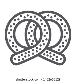 Pretzel line icon, bakery and food, pastry sign, vector graphics, a linear pattern on a white background, eps 10.