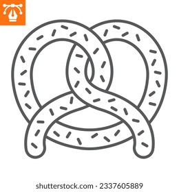 Pretzel line icon, outline style icon for web site or mobile app, oktoberfest and food, bagel vector icon, simple vector illustration, vector graphics with editable strokes.