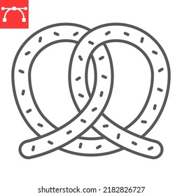 Pretzel line icon, pastry and oktoberfest, german pretzel vector icon, vector graphics, editable stroke outline sign, eps 10.