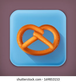 Pretzel, long shadow vector icon