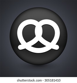 Pretzel on Black Round Button