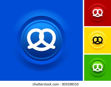 Pretzel on Blue Bevel Round Button