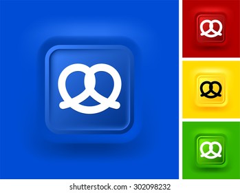 Pretzel on Blue Bevel Square Button