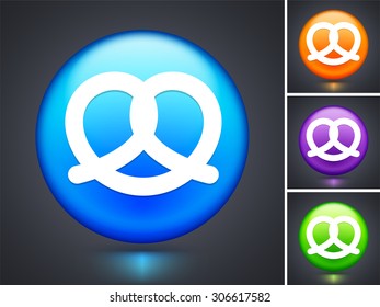 Pretzel on Blue Round Button