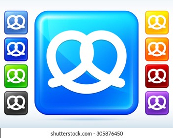 Pretzel on Blue Square Button