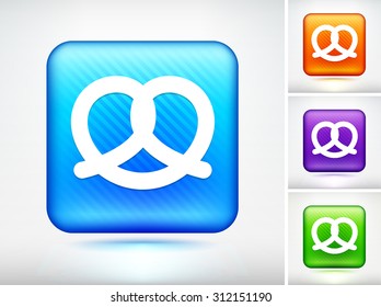 Pretzel on Blue Square Button