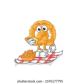 the pretzel on a picnic cartoon. cartoon mascot vector